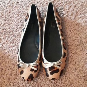 NEW Talbots Leopard Flats with Gold Bow and Detail
